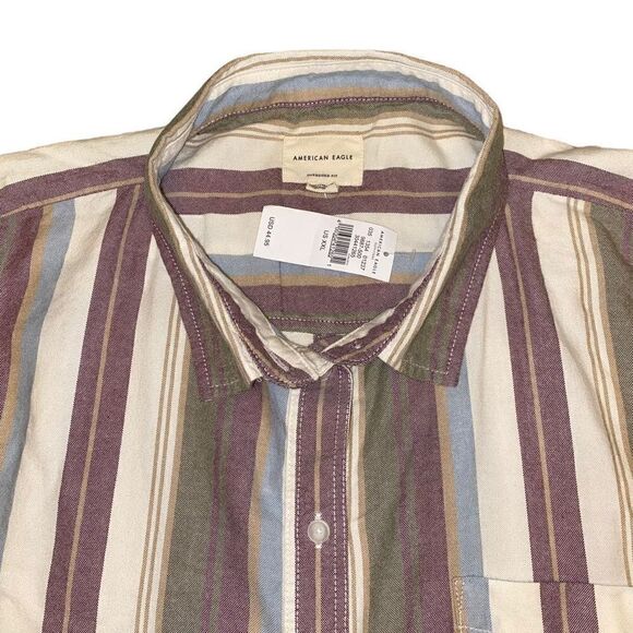 American Eagle Striped Button Down‎ Long Sleeve Shirt Sz XXL NWT - Picture 2 of 14